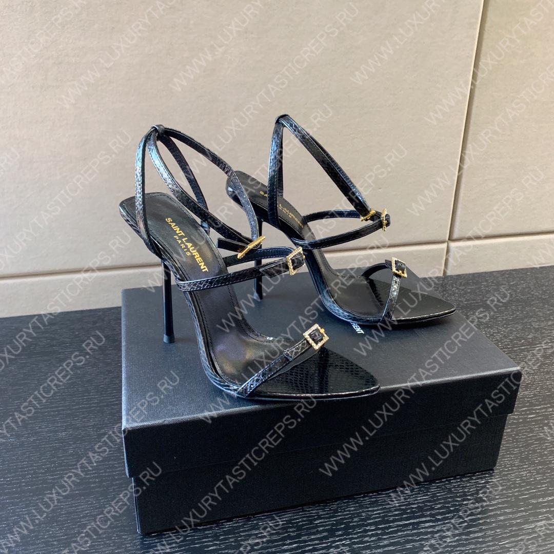 YVES SAINT LAURENT WATER SNAKE SANDALS BLACK 75I0H0015