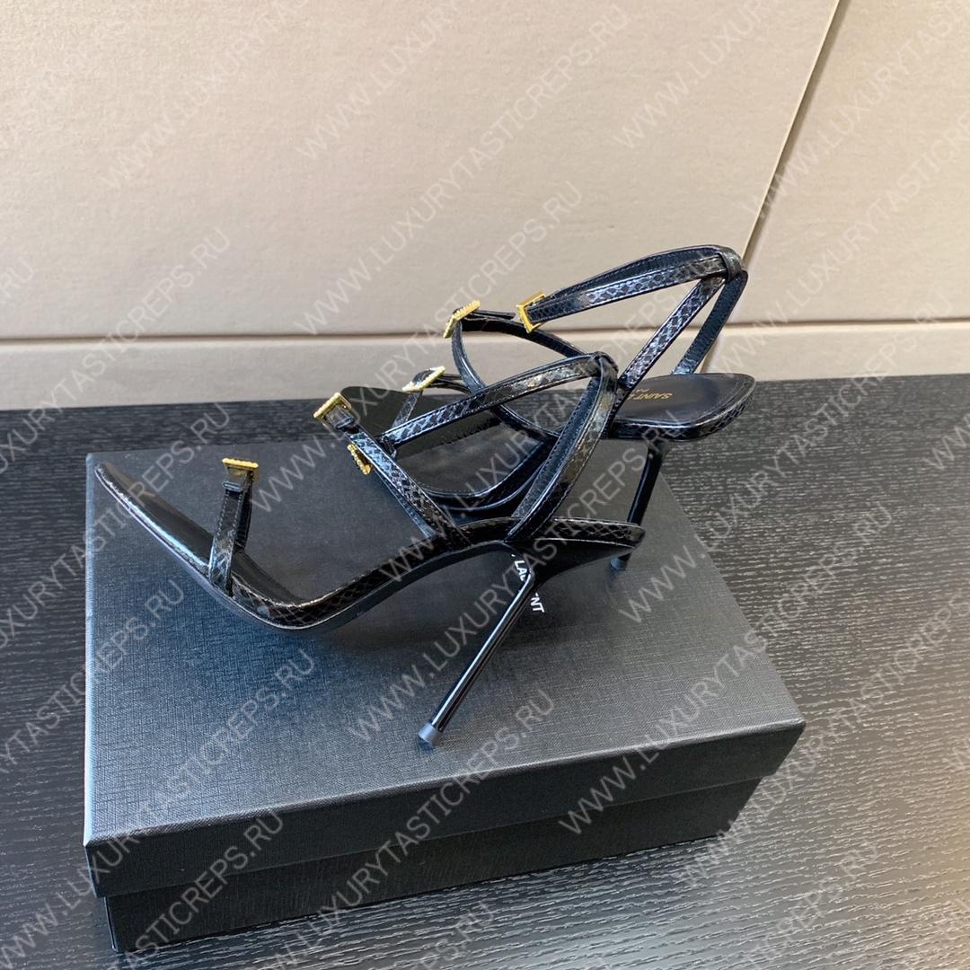 YVES SAINT LAURENT WATER SNAKE SANDALS BLACK 75I0H0015