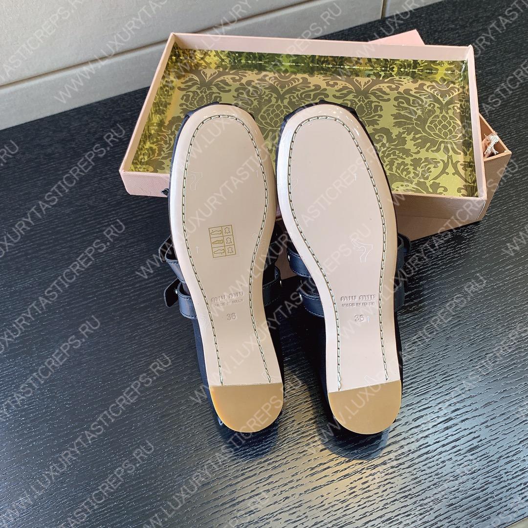 MIU MIU NAPPA LEATHER BALLERINAS BLACK 5F466A