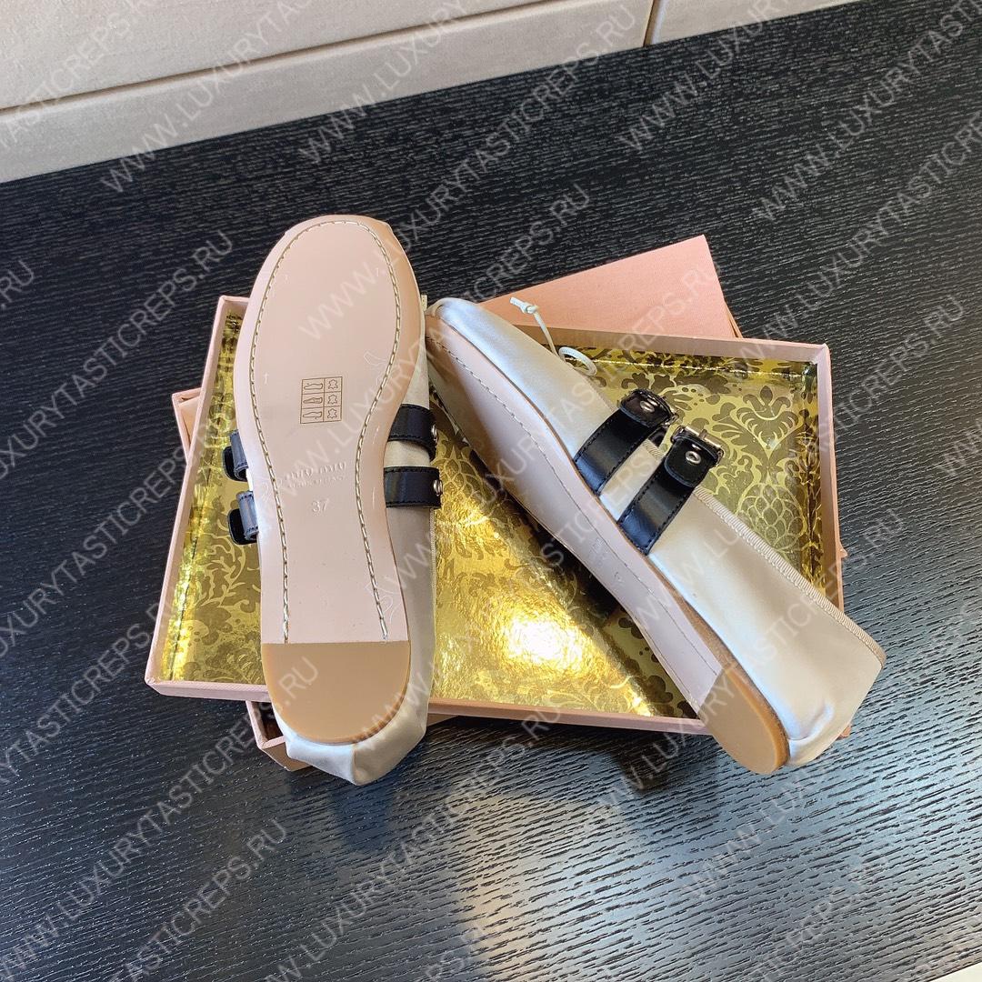 MIU MIU NAPPA LEATHER BALLERINAS OFF WHITE 5F466A