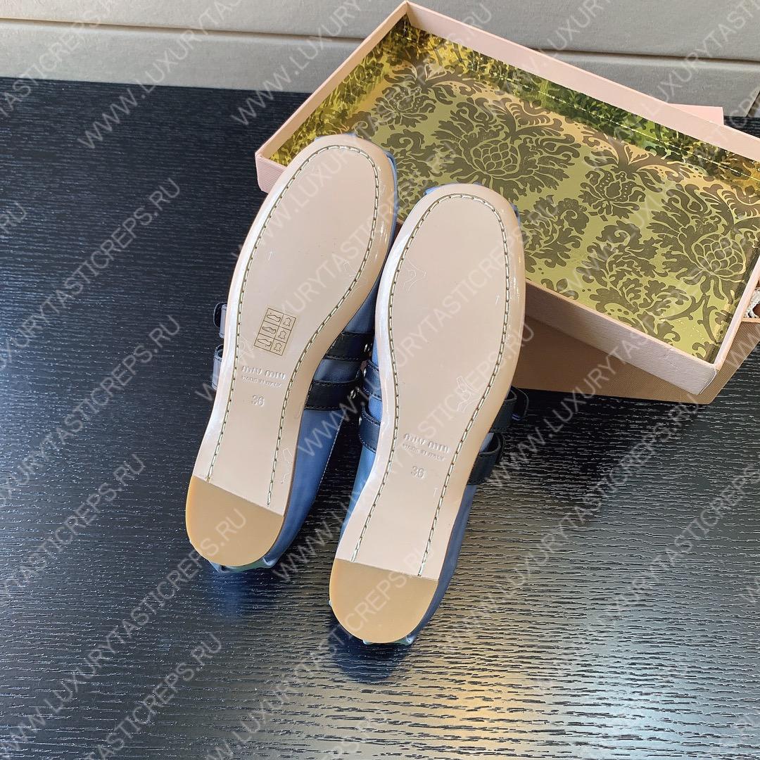 MIU MIU NAPPA LEATHER BALLERINAS BLUE 5F466A
