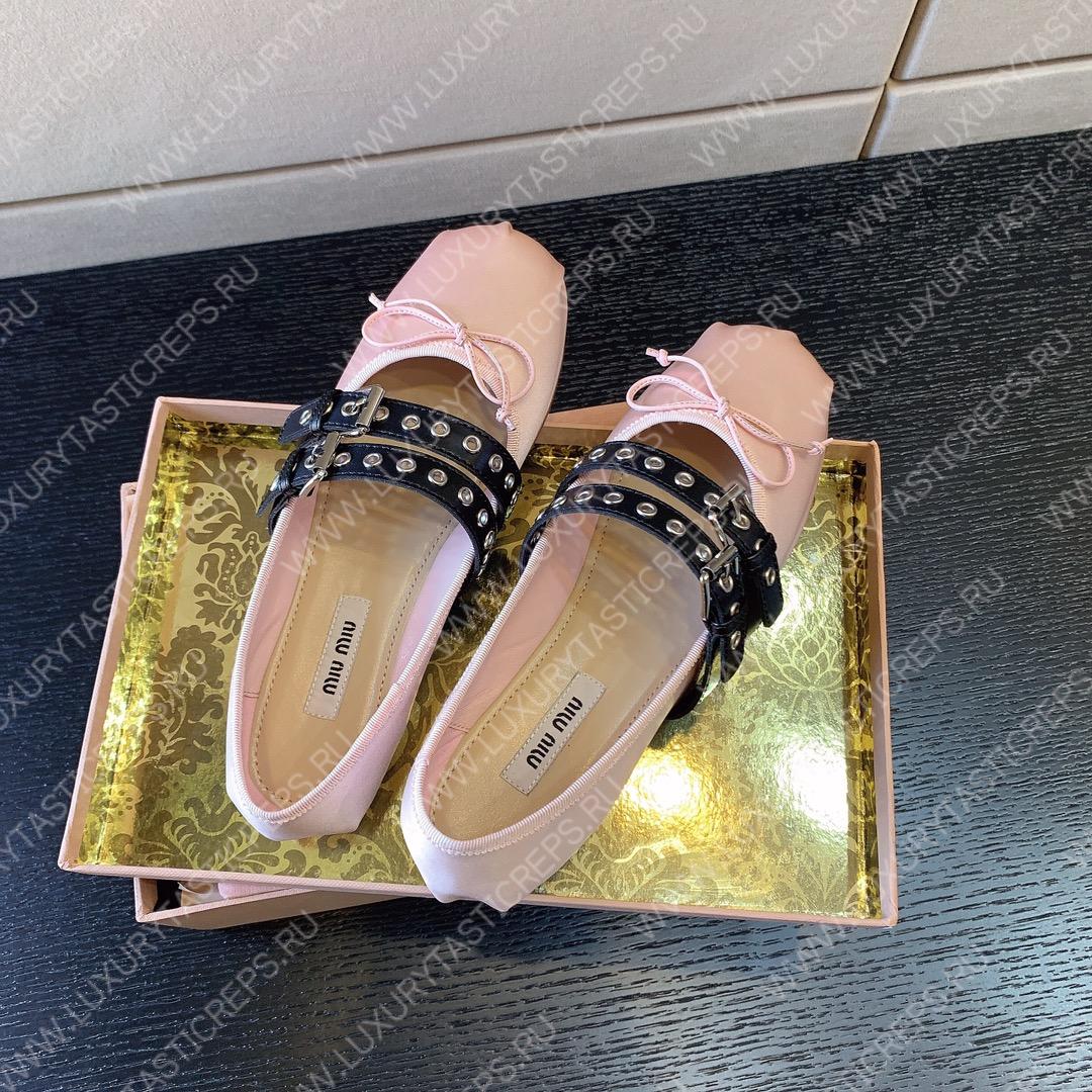 MIU MIU NAPPA LEATHER BALLERINAS PINK 5F466A