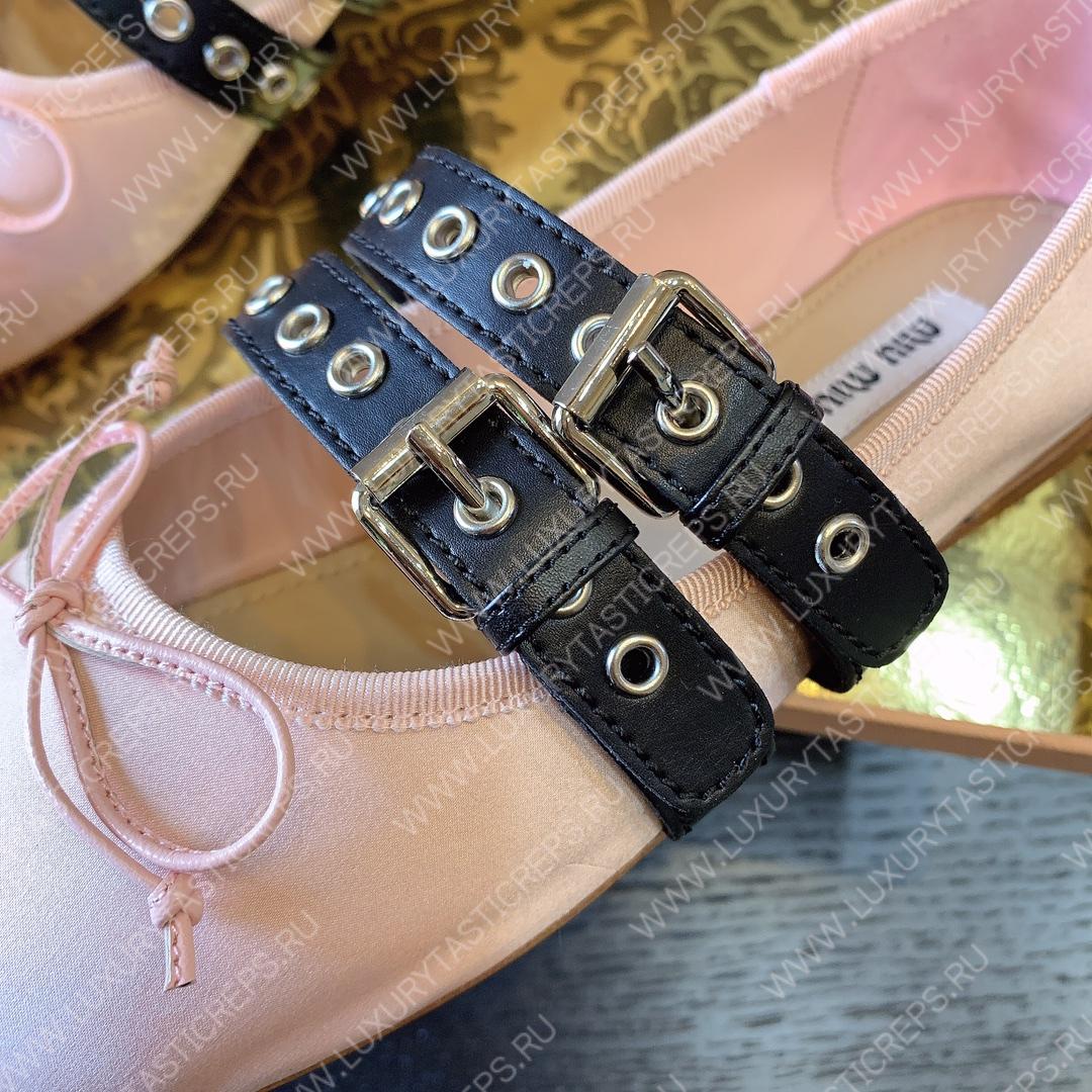 MIU MIU NAPPA LEATHER BALLERINAS PINK 5F466A