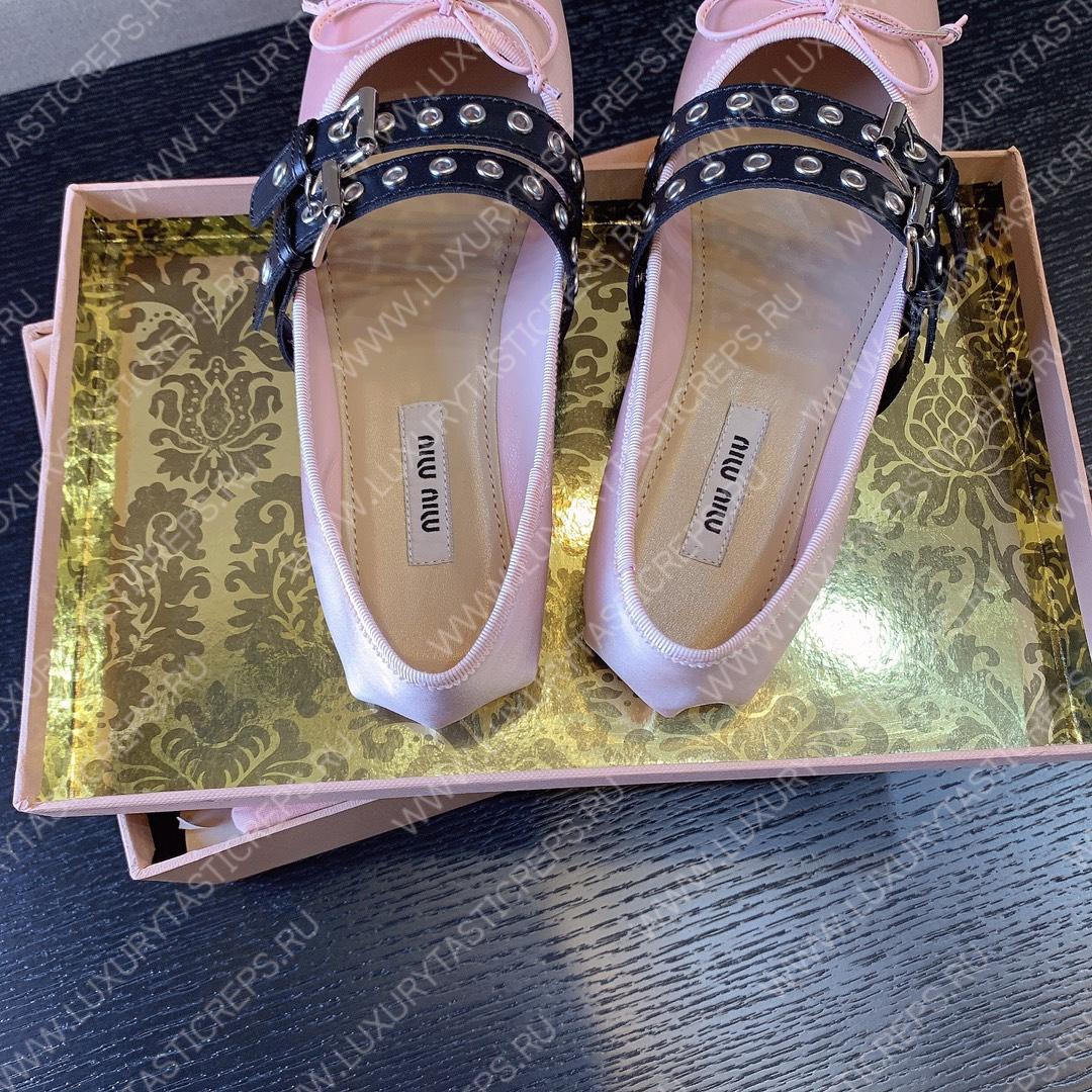 MIU MIU NAPPA LEATHER BALLERINAS PINK 5F466A
