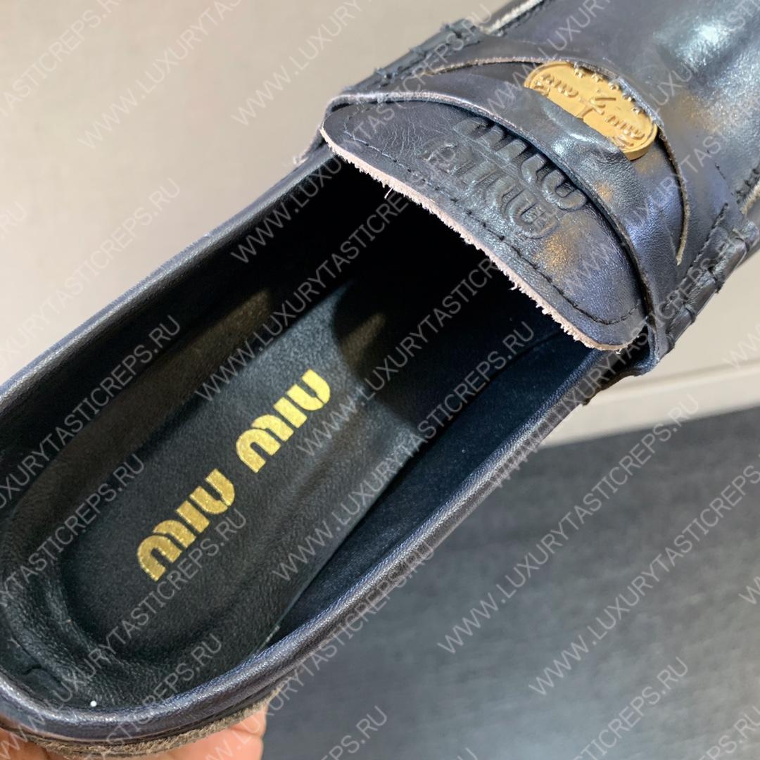 MIU MIU LEATHER PENNY LOAFERS BLACK 5D773D