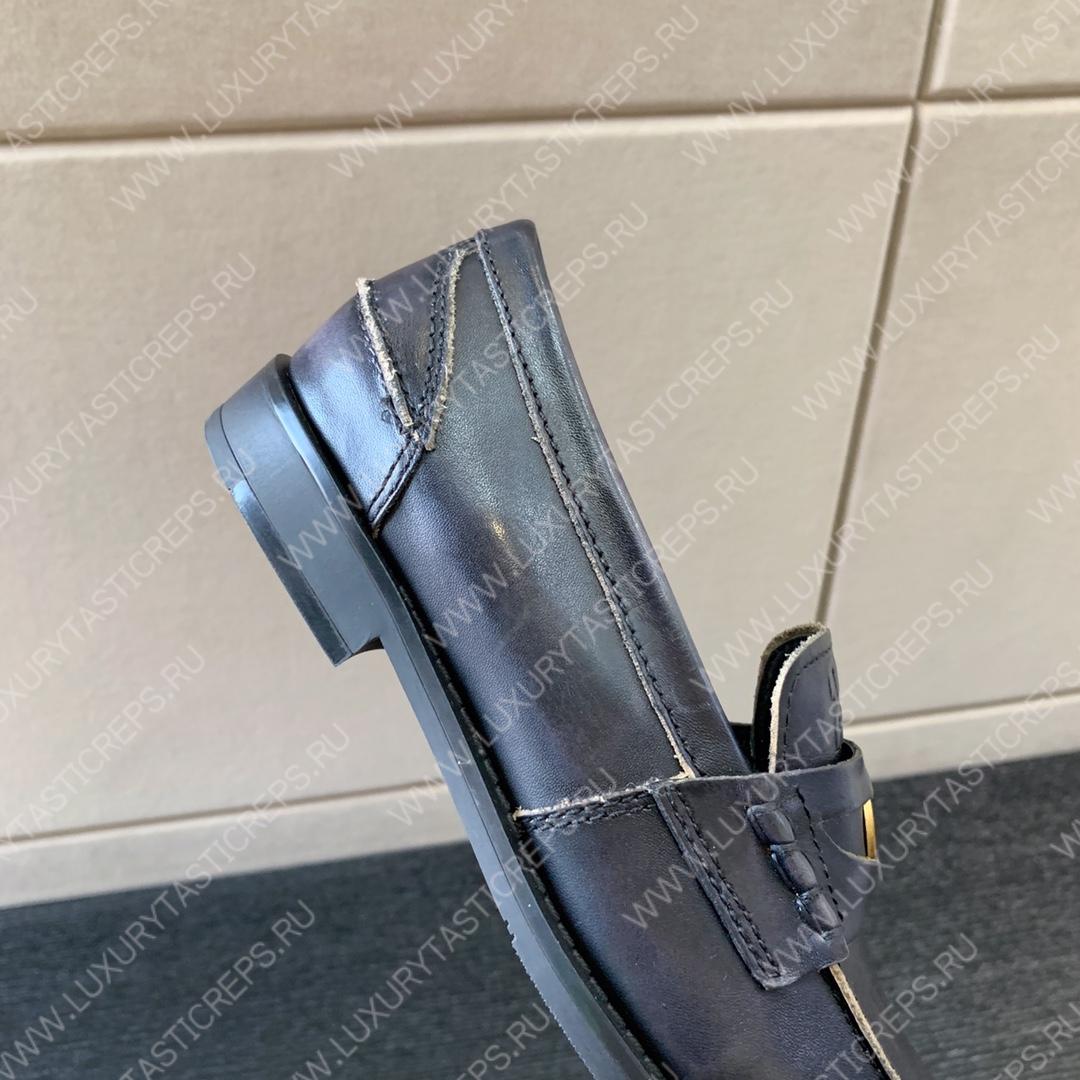 MIU MIU LEATHER PENNY LOAFERS BLACK 5D773D