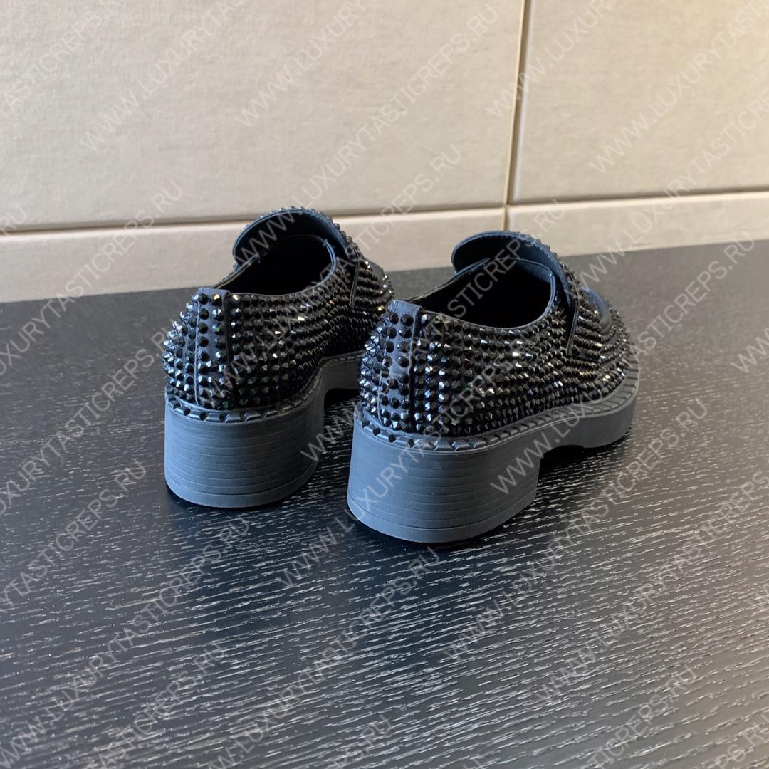 Pra*a satin loafers with crystals black 1d246m