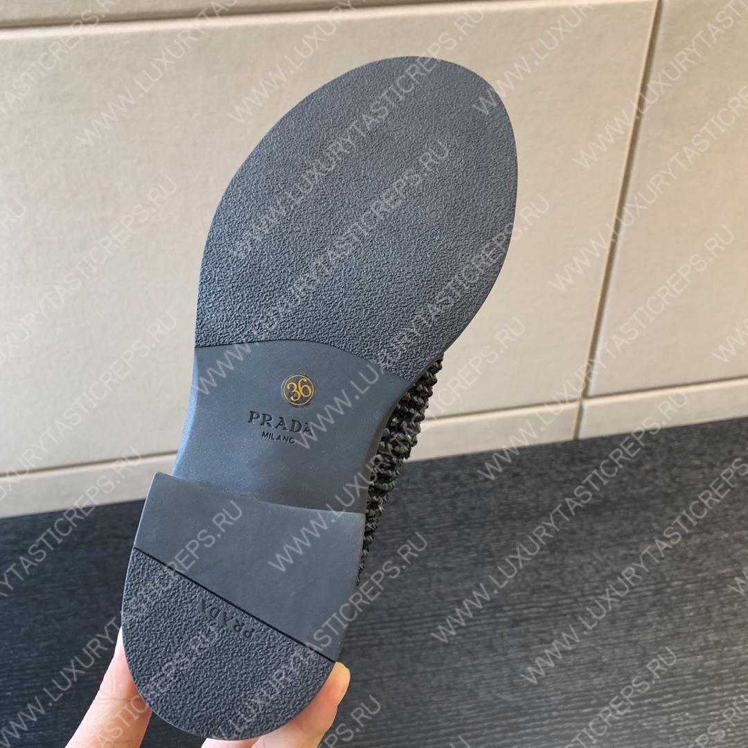 Pra*a satin loafers with crystals black 1d246m