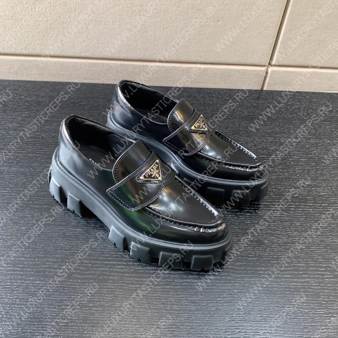 Pra*a brushed leather monolith loafers black 1d649m