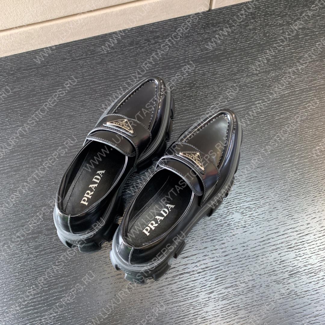 Pra*a brushed leather monolith loafers black 1d649m