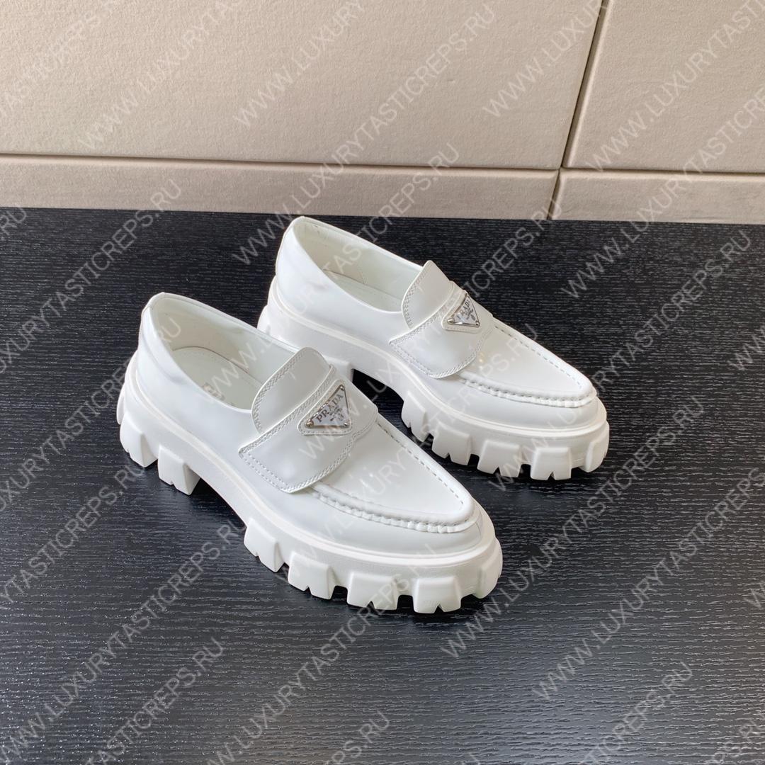 Pra*a brushed leather monolith loafers white 1d649m