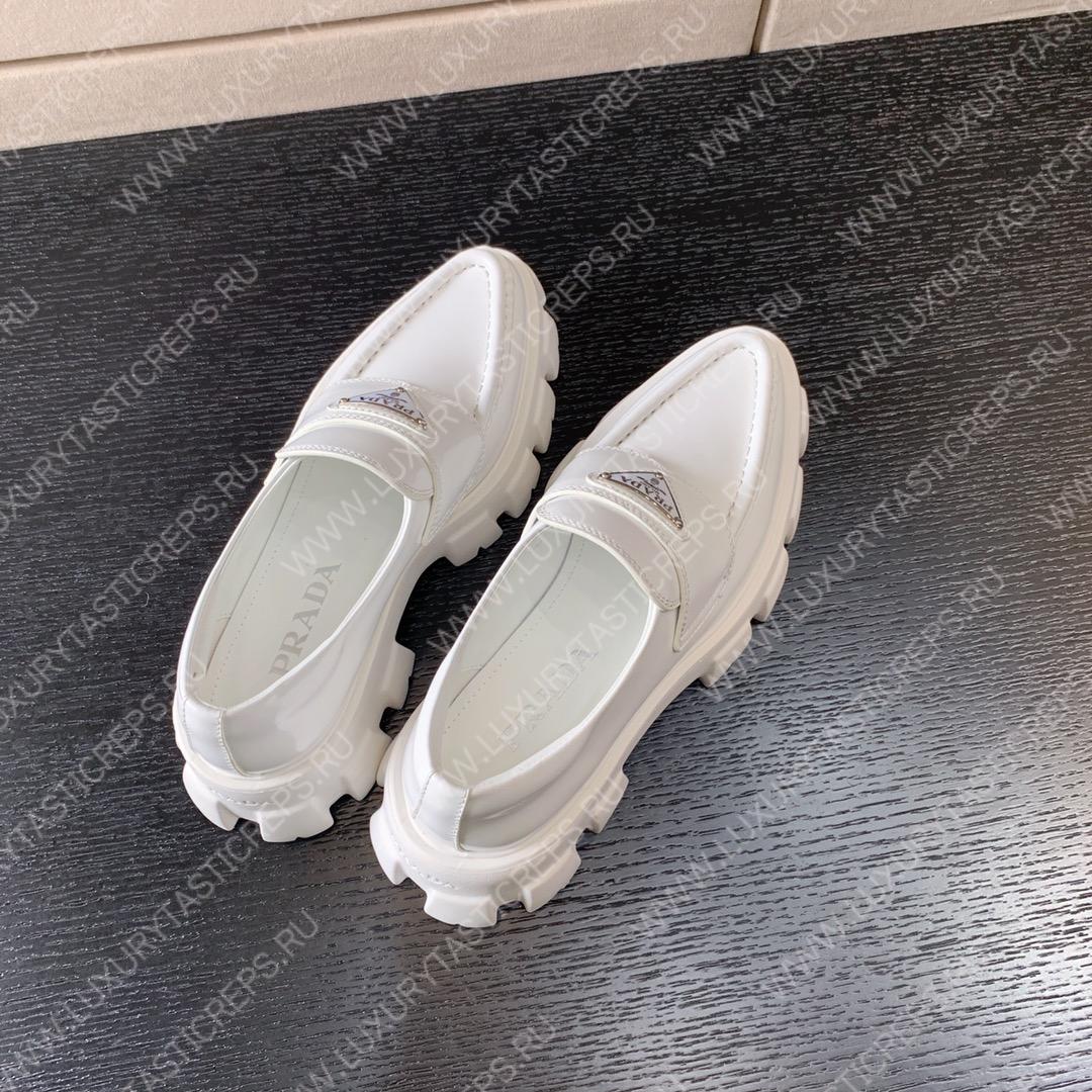 Pra*a brushed leather monolith loafers white 1d649m