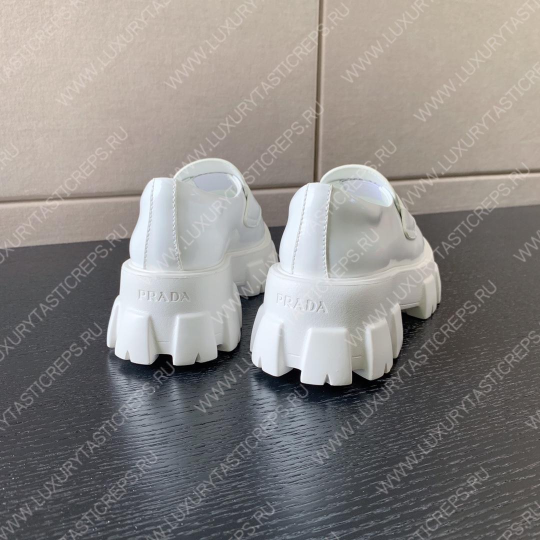 Pra*a brushed leather monolith loafers white 1d649m