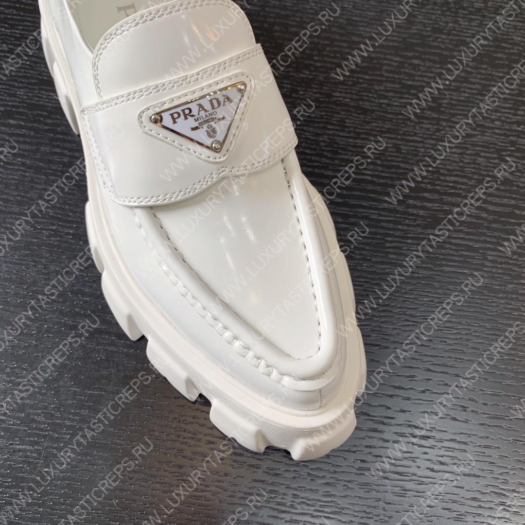 Pra*a brushed leather monolith loafers white 1d649m