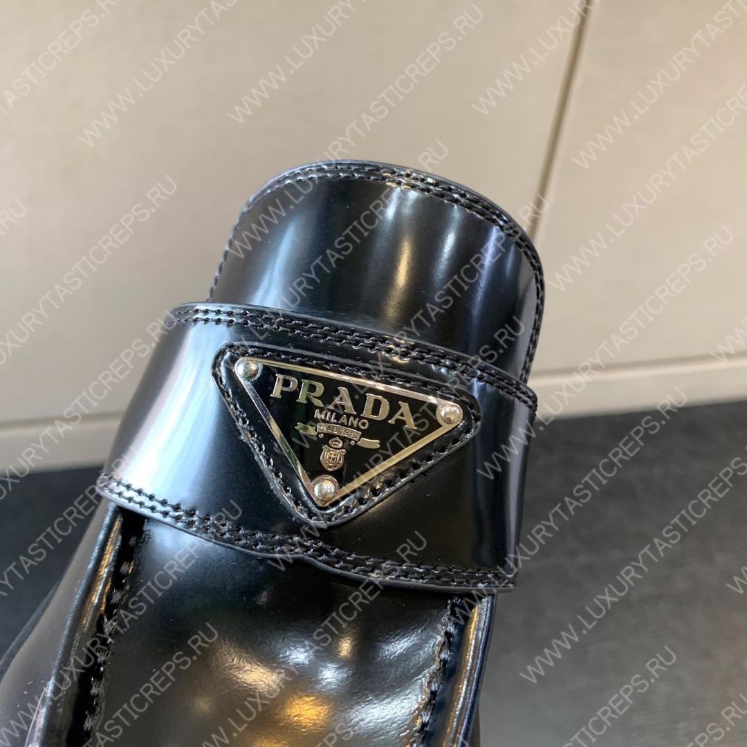 Pra*a brushed mules black 1d918m