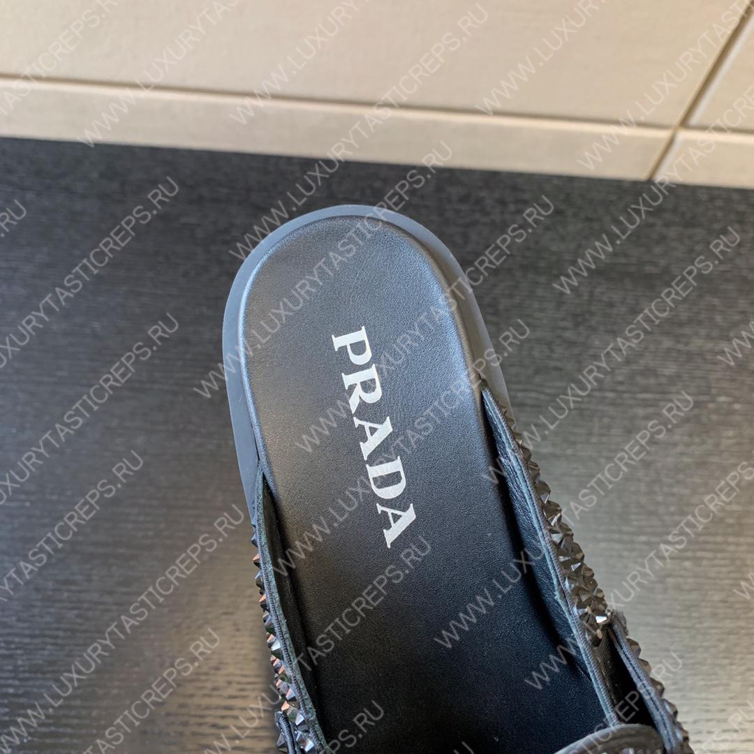 Pra*a satin mules with crystals black 1d754m