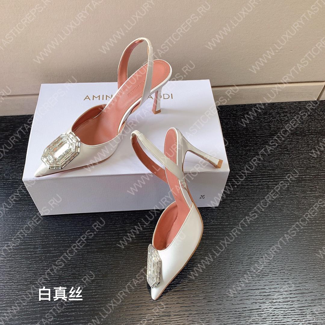 AMINA MUADDI CAMELIA SLING 105 WHITE AM9004