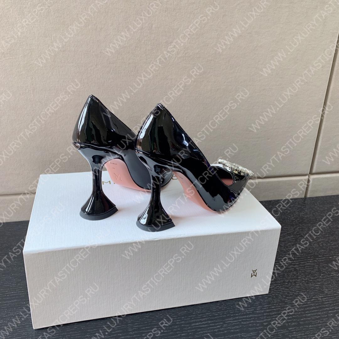 AMINA MUADDI BEGUM PATENT LEATHER PUMPS BLACK AM8001
