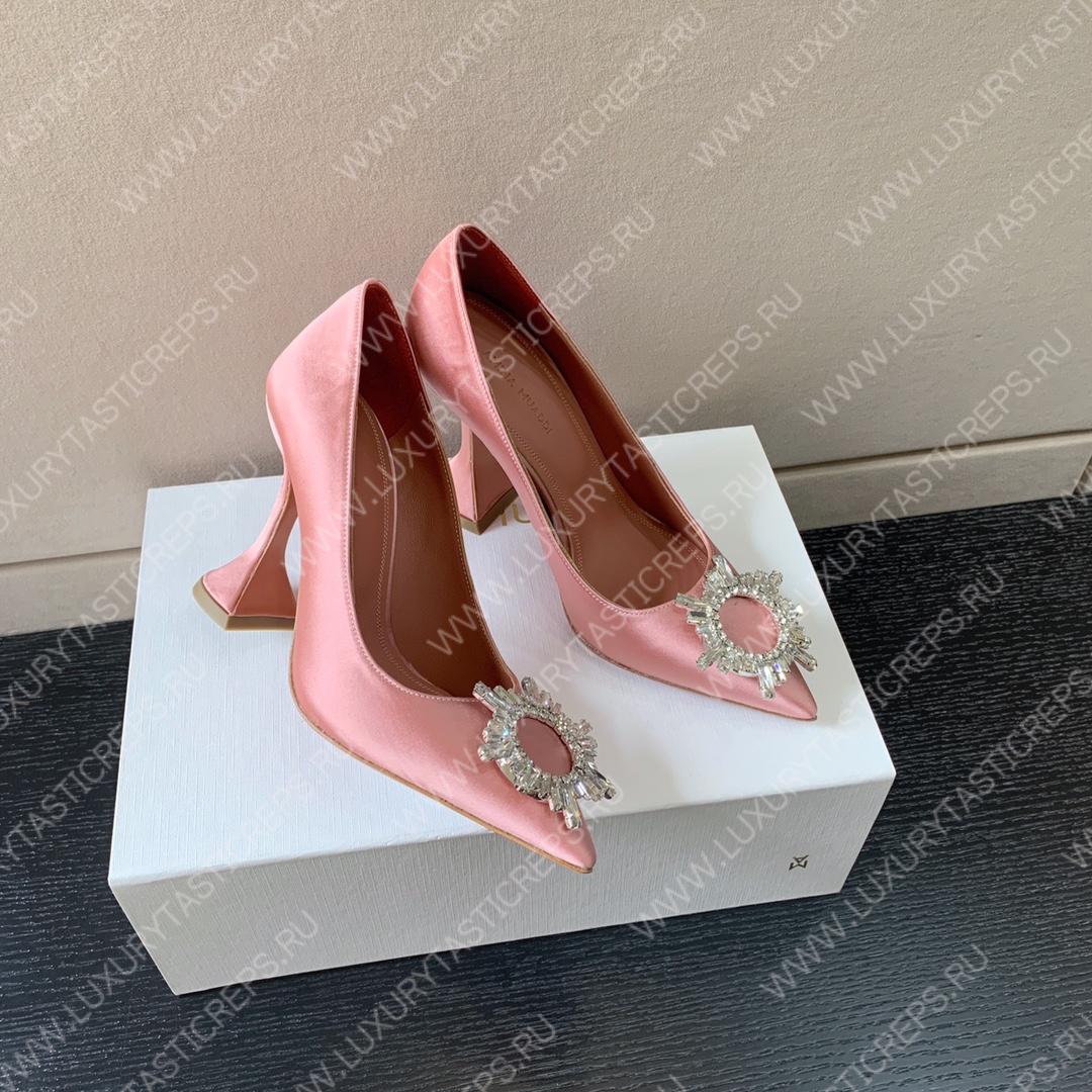 AMINA MUADDI BEGUM PATENT LEATHER PUMPS BABY PINK AM8001