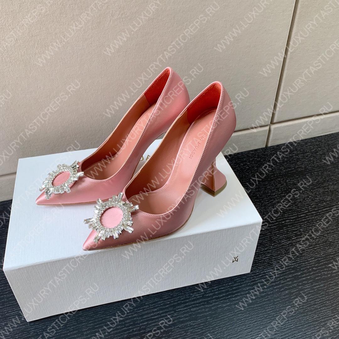AMINA MUADDI BEGUM PATENT LEATHER PUMPS BABY PINK AM8001