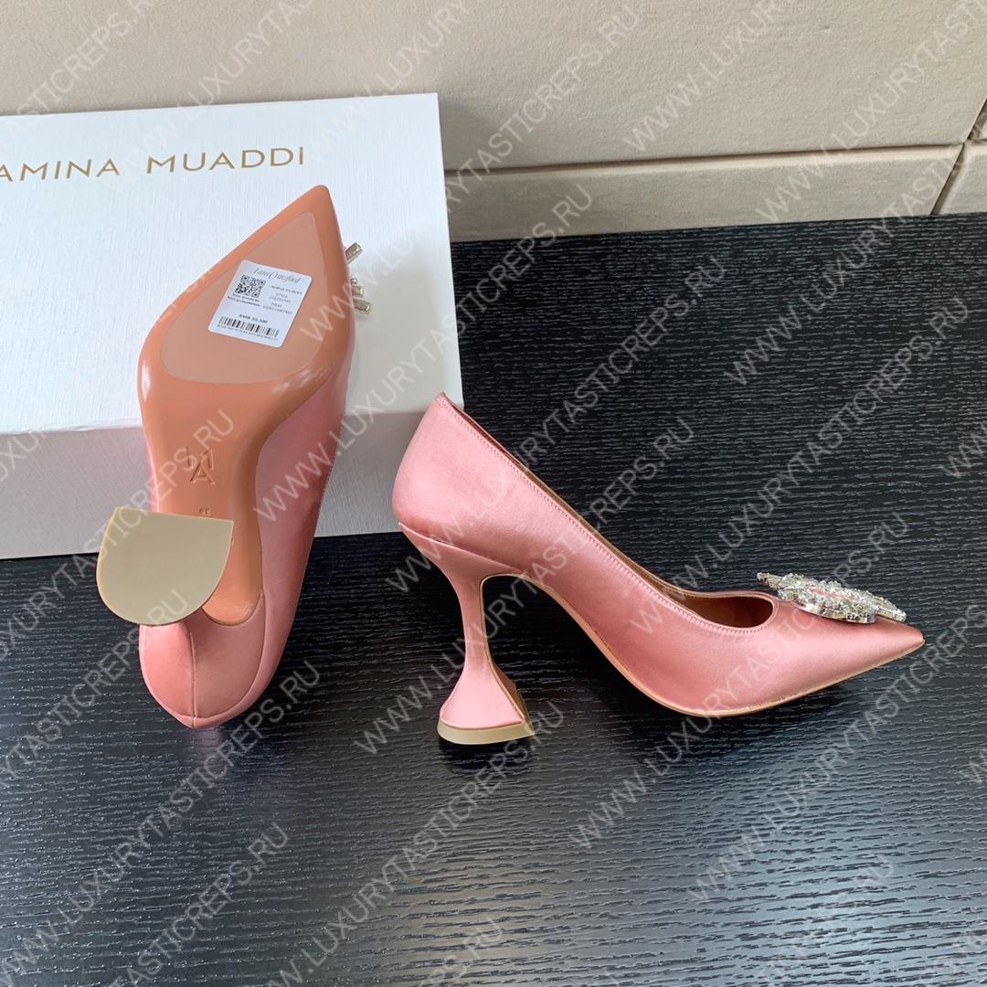 AMINA MUADDI BEGUM PATENT LEATHER PUMPS BABY PINK AM8001