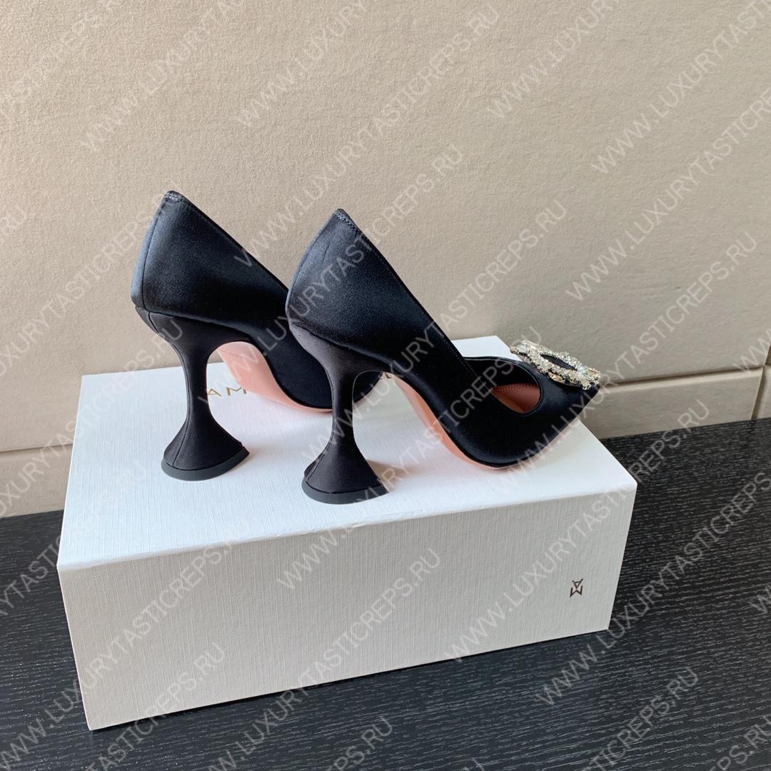 AMINA MUADDI BEGUM SATIN PUMPS BLACK AM8001