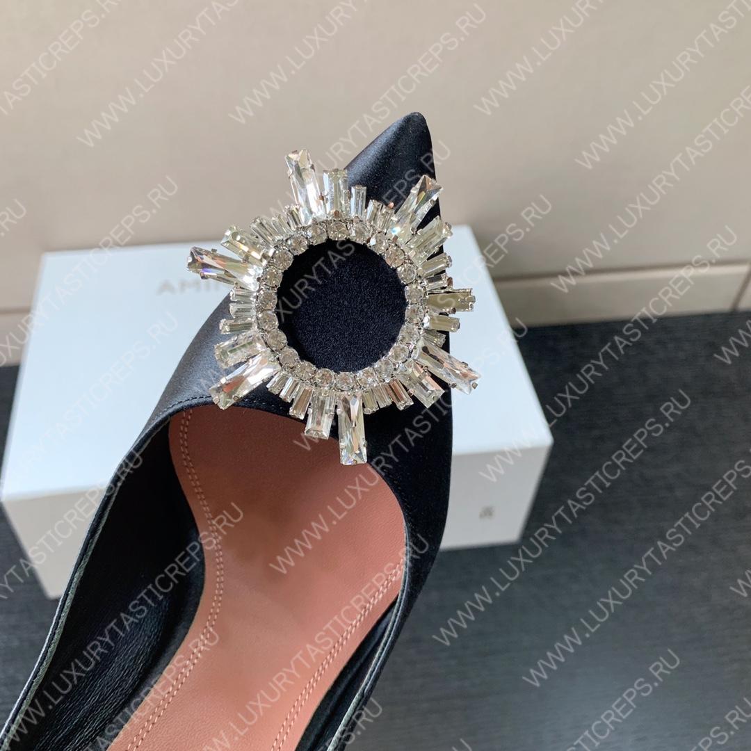 AMINA MUADDI BEGUM SATIN PUMPS BLACK AM8001