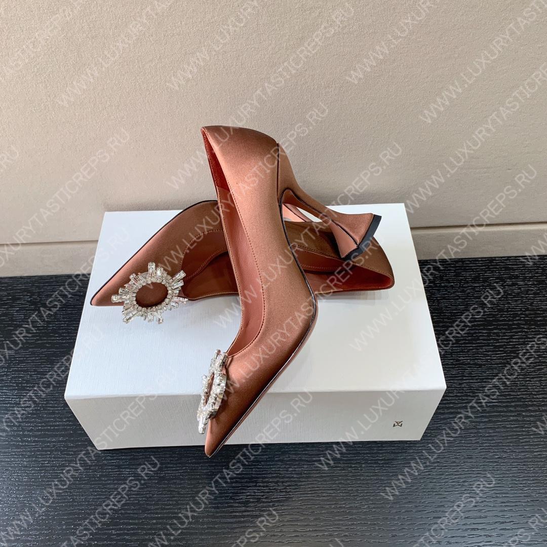 AMINA MUADDI BEGUM PATENT LEATHER PUMPS BROWN AM8001
