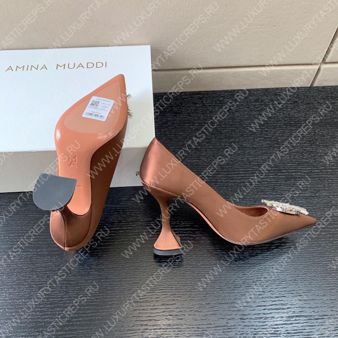 AMINA MUADDI BEGUM PATENT LEATHER PUMPS BROWN AM8001