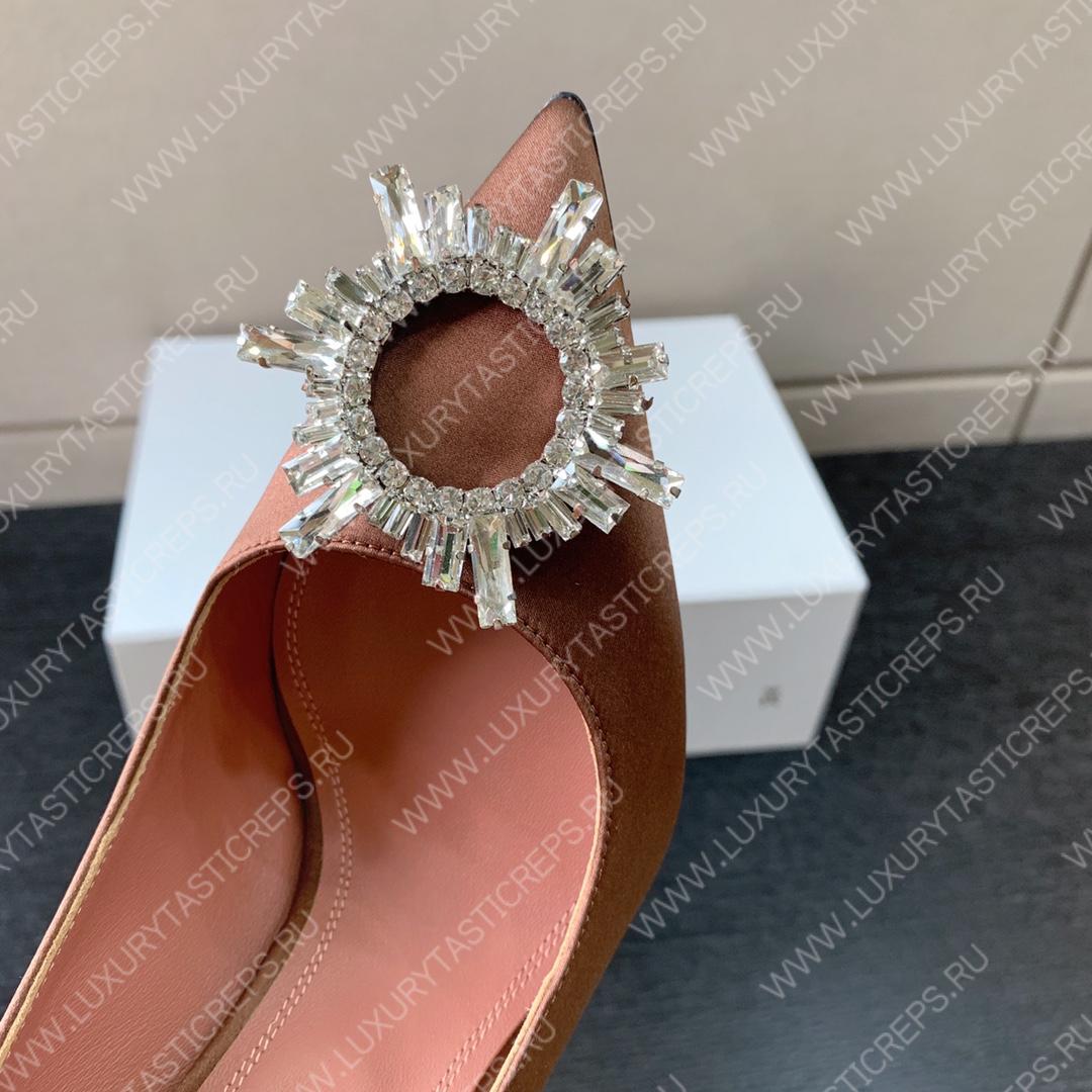 AMINA MUADDI BEGUM PATENT LEATHER PUMPS BROWN AM8001