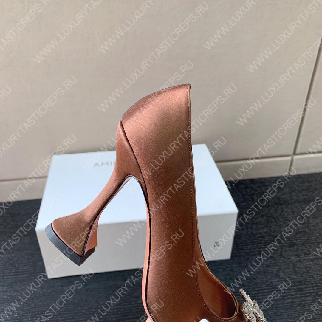 AMINA MUADDI BEGUM PATENT LEATHER PUMPS BROWN AM8001