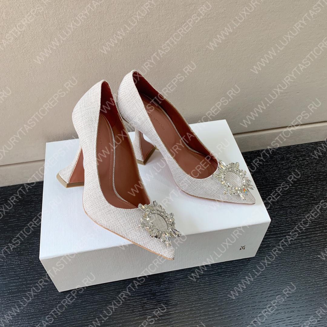 AMINA MUADDI BEGUM FABRIC PUMPS WHITE AM8001