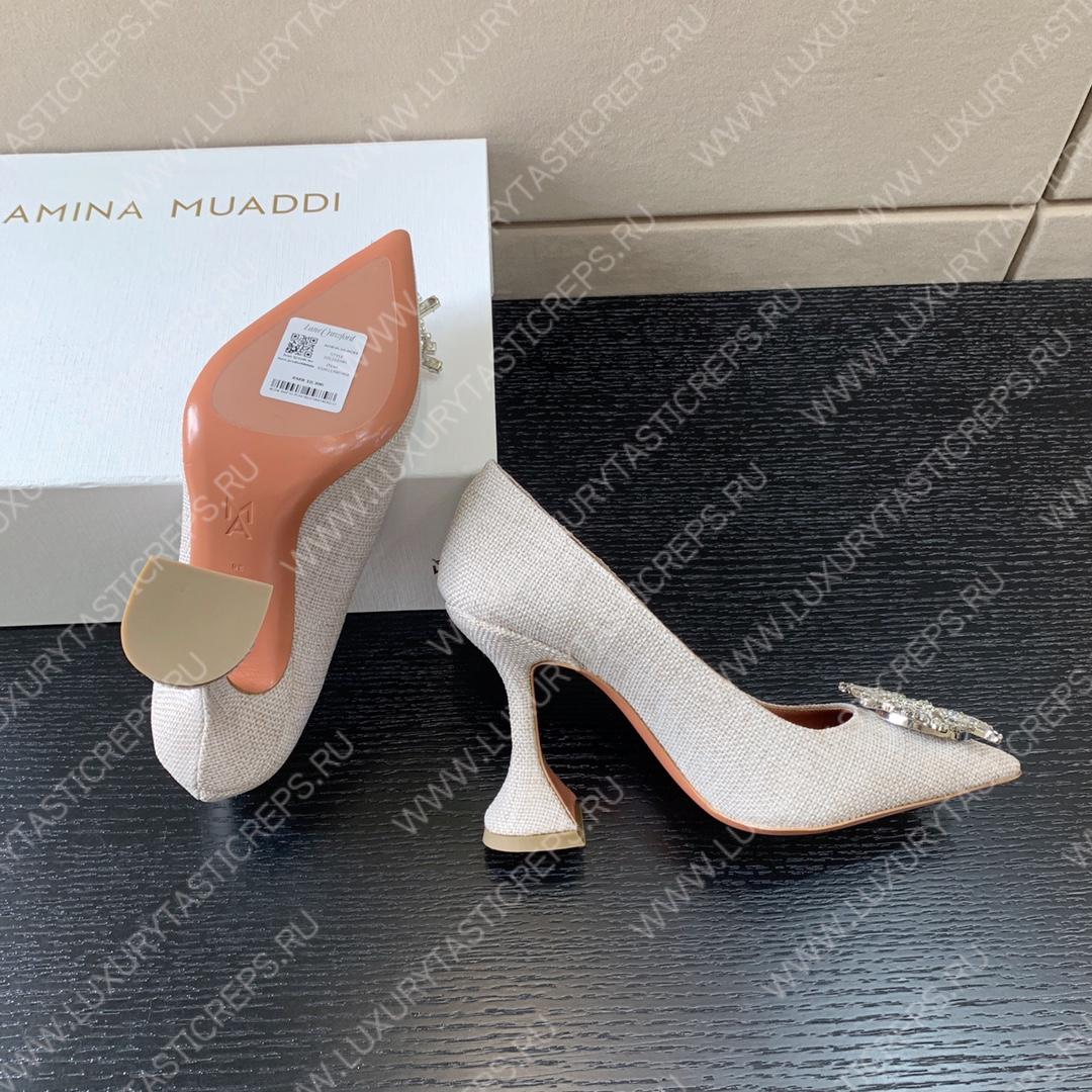 AMINA MUADDI BEGUM FABRIC PUMPS WHITE AM8001