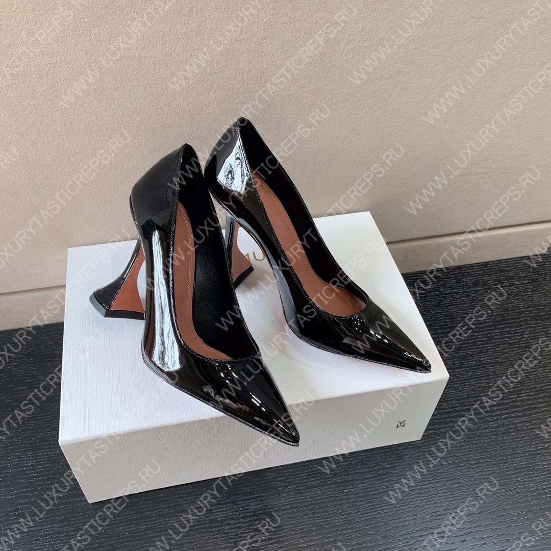 AMINA MUADDI BEGUM PATENT LEATHER PUMPS BLACK AM8001