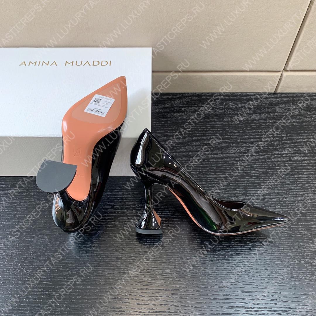 AMINA MUADDI BEGUM PATENT LEATHER PUMPS BLACK AM8001