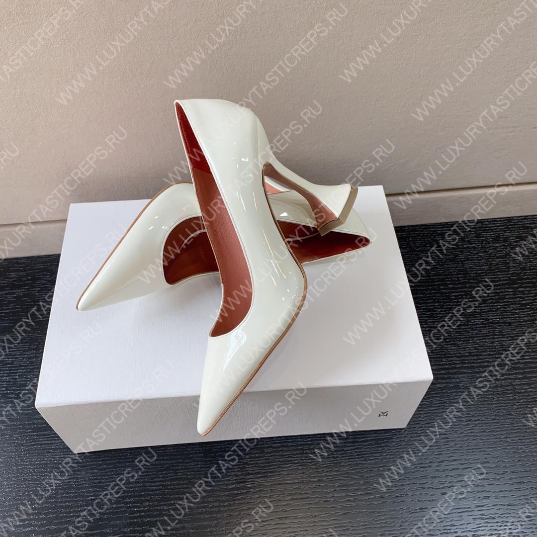AMINA MUADDI BEGUM PATENT LEATHER PUMPS WHITE AM8001