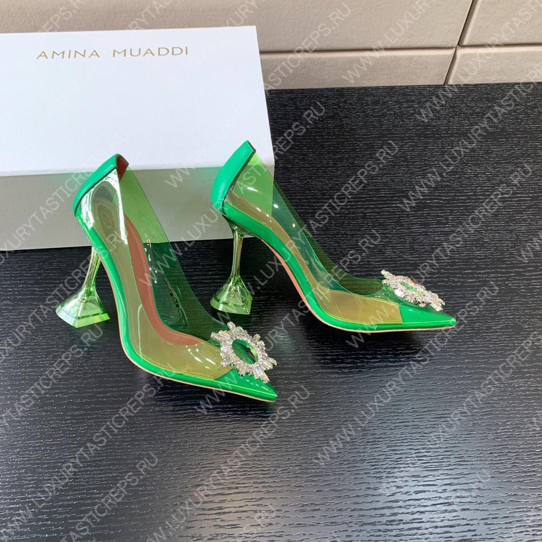 AMINA MUADDI BEGUM GLASS PUMP EMERALD GREEN AM8002
