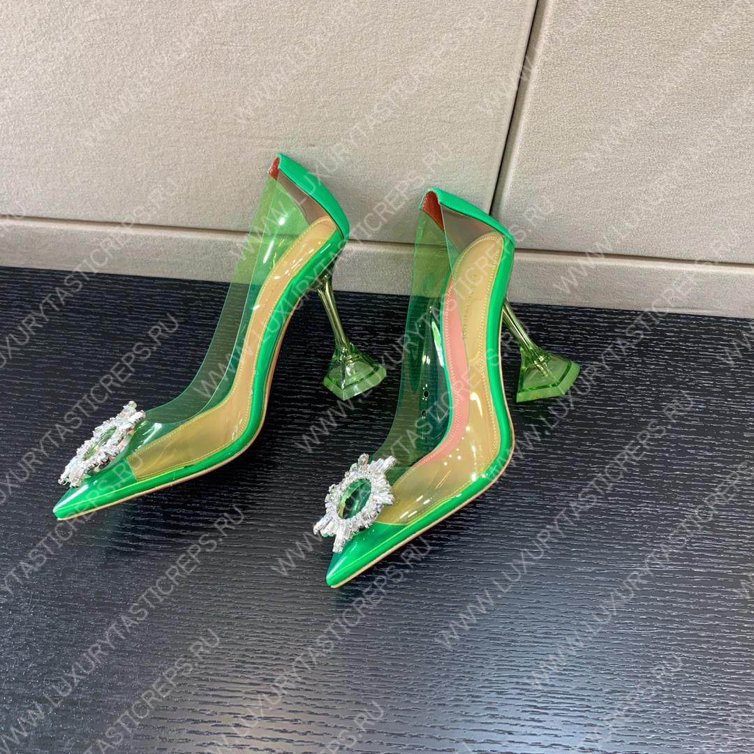AMINA MUADDI BEGUM GLASS PUMP EMERALD GREEN AM8002