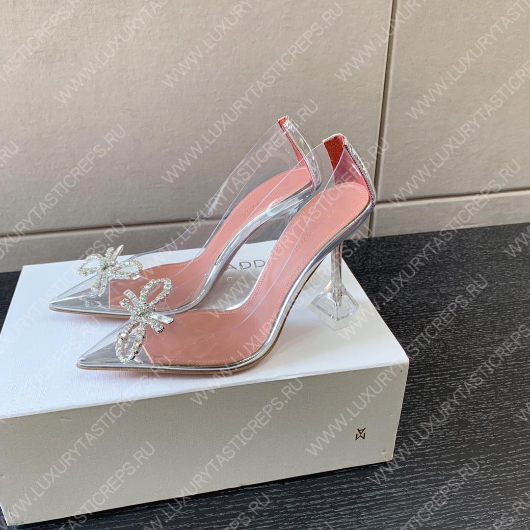 AMINA MUADDI ROSIE GLASS PUMP SILVER AM8003