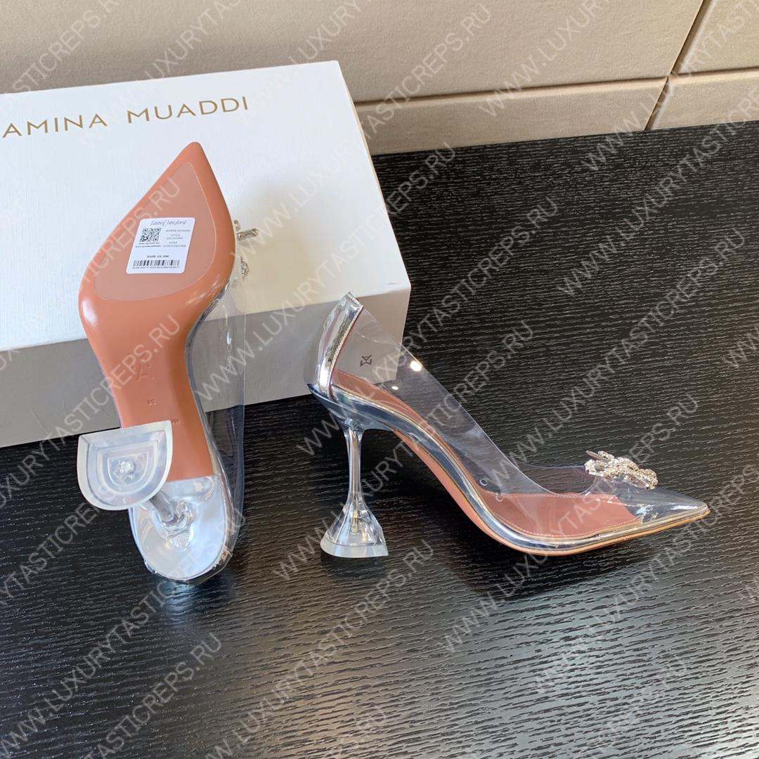 AMINA MUADDI ROSIE GLASS PUMP SILVER AM8003