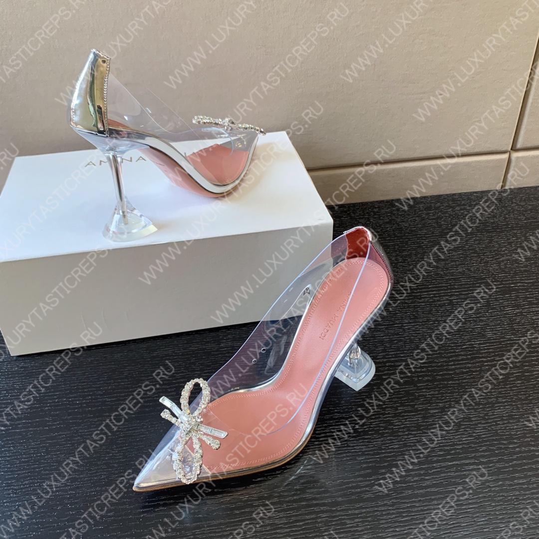 AMINA MUADDI ROSIE GLASS PUMP SILVER AM8003