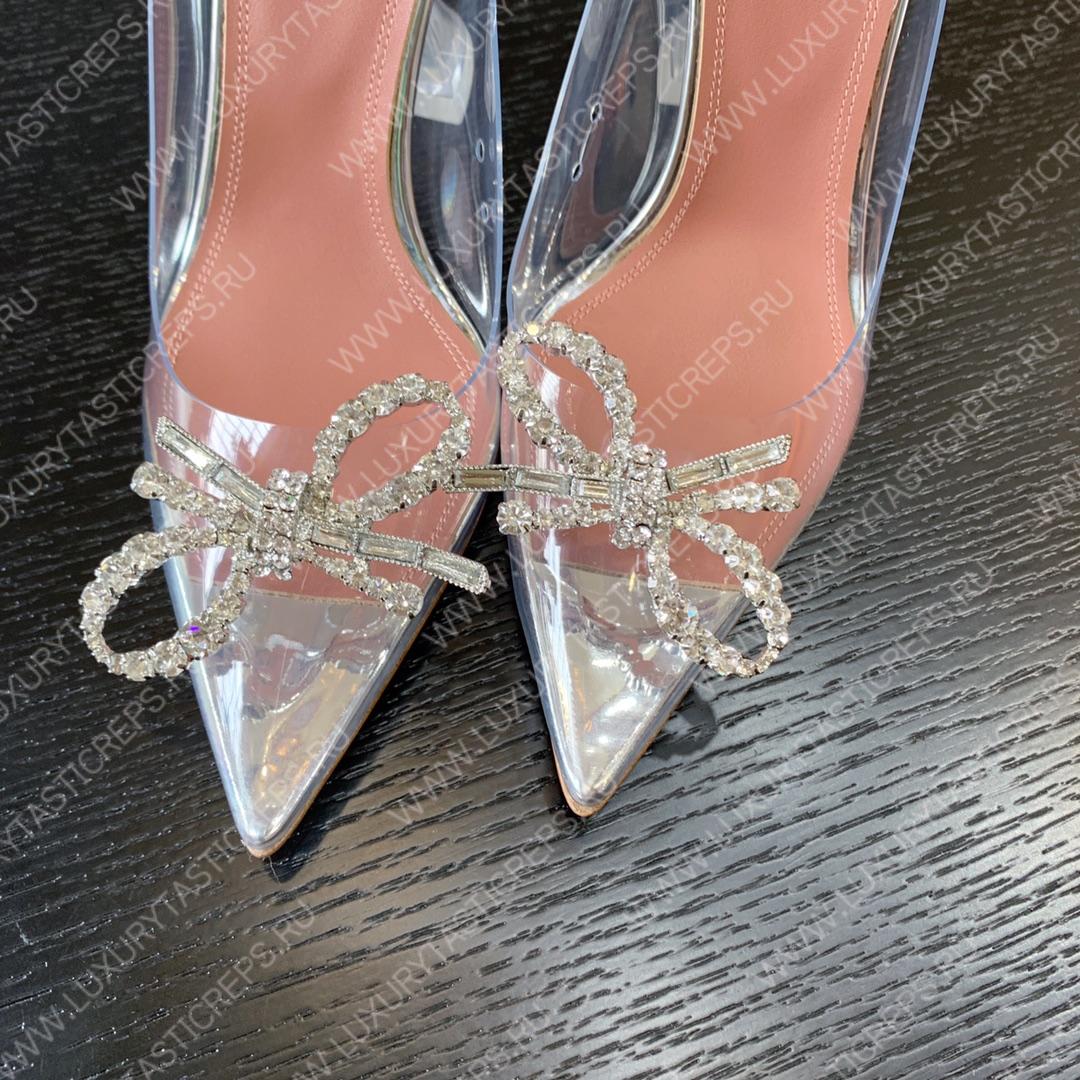 AMINA MUADDI ROSIE GLASS PUMP SILVER AM8003