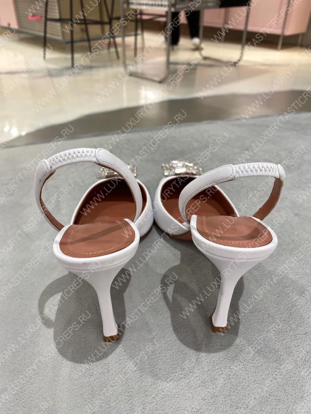 AMINA MUADDI CAMELIA 60 LEATHER SLINGBACK HEELS AM9003