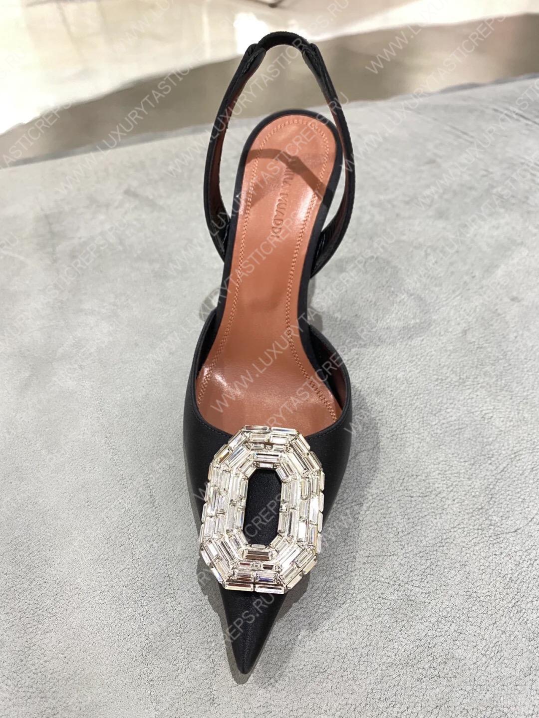 AMINA MUADDI CAMELIA 60 LEATHER SLINGBACK HEELS AM9003