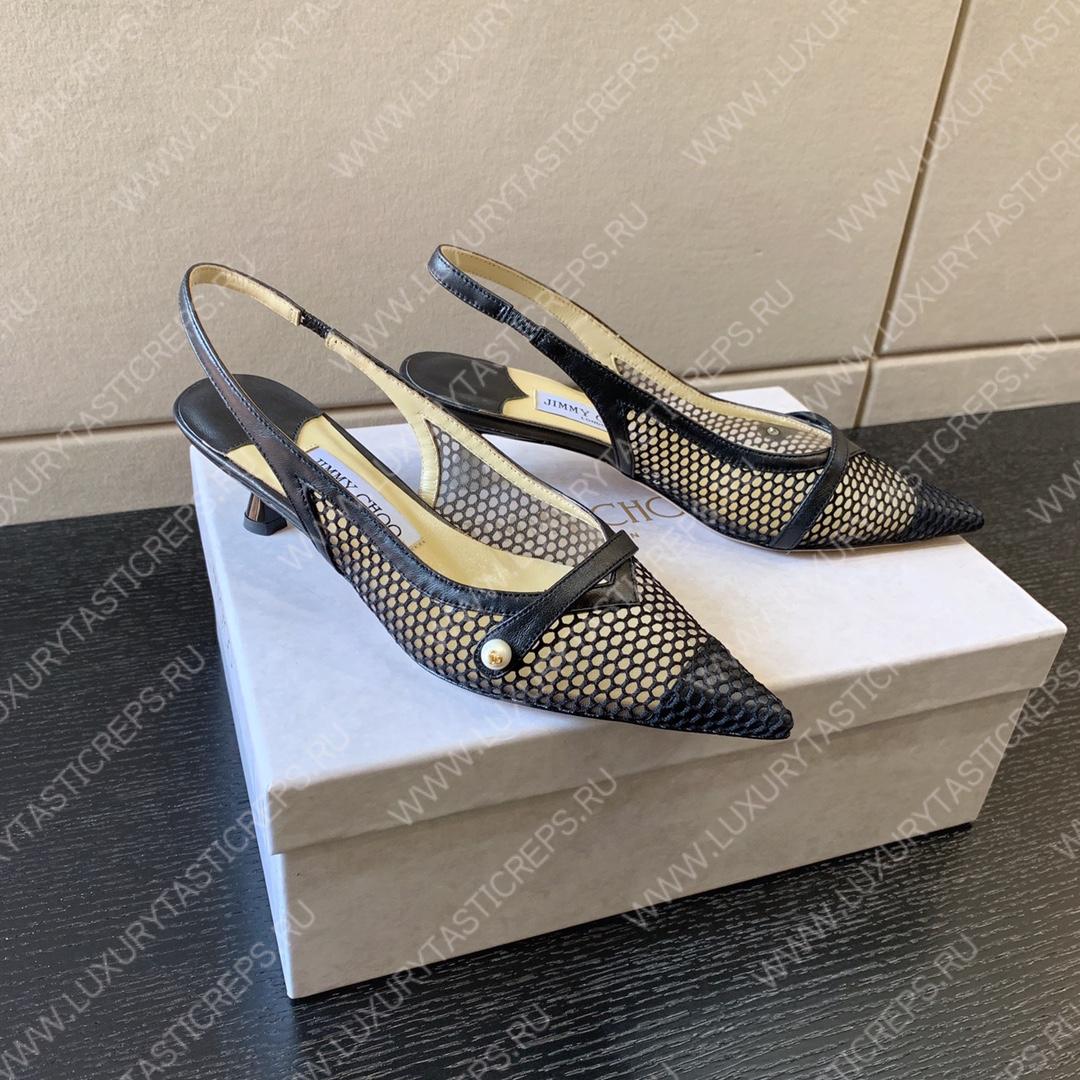 JIMMY CHOO SLINGBACK PUMPS BLACK AMITA45NHD