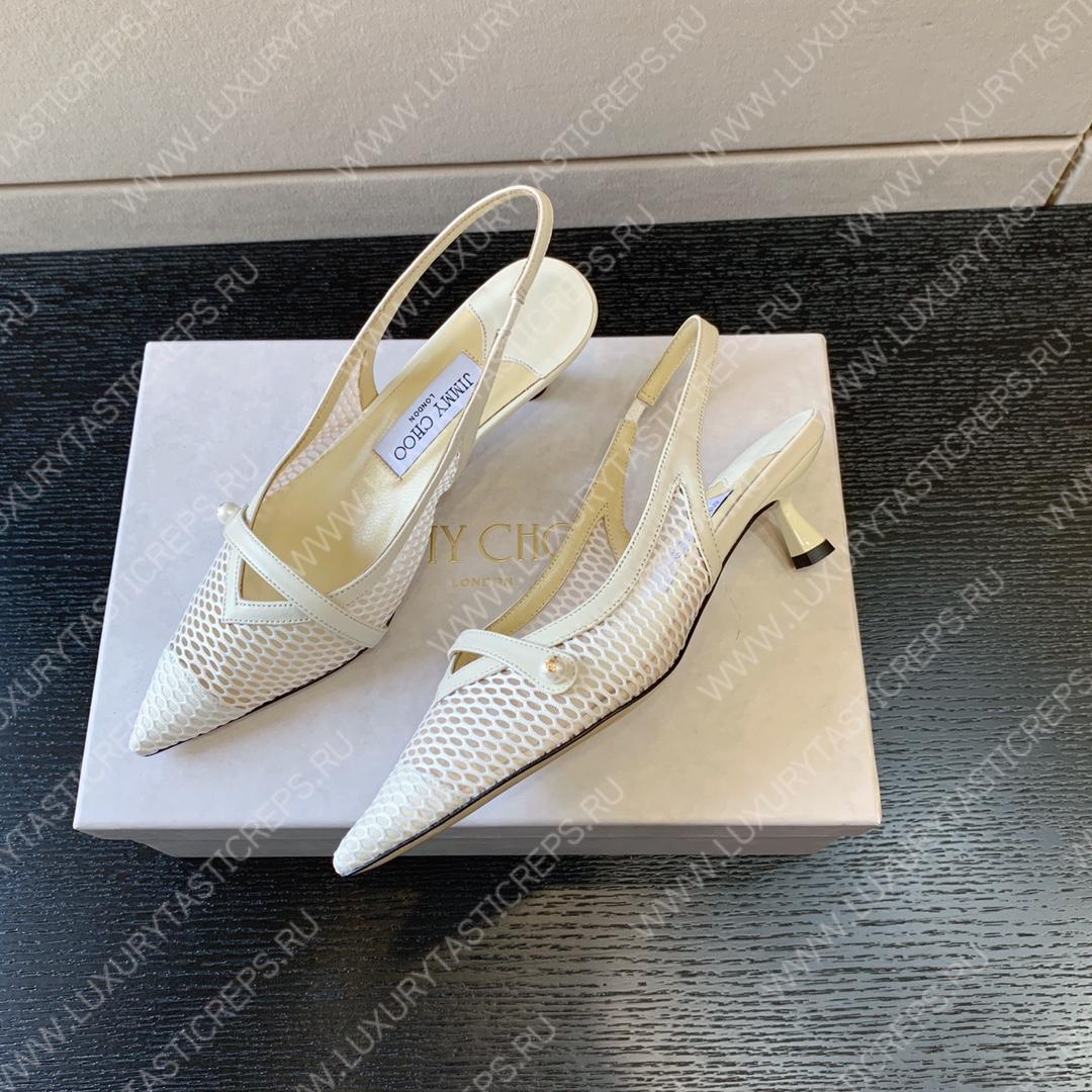 JIMMY CHOO SLINGBACK PUMPS WHITE/LATTE AMITA45NHD