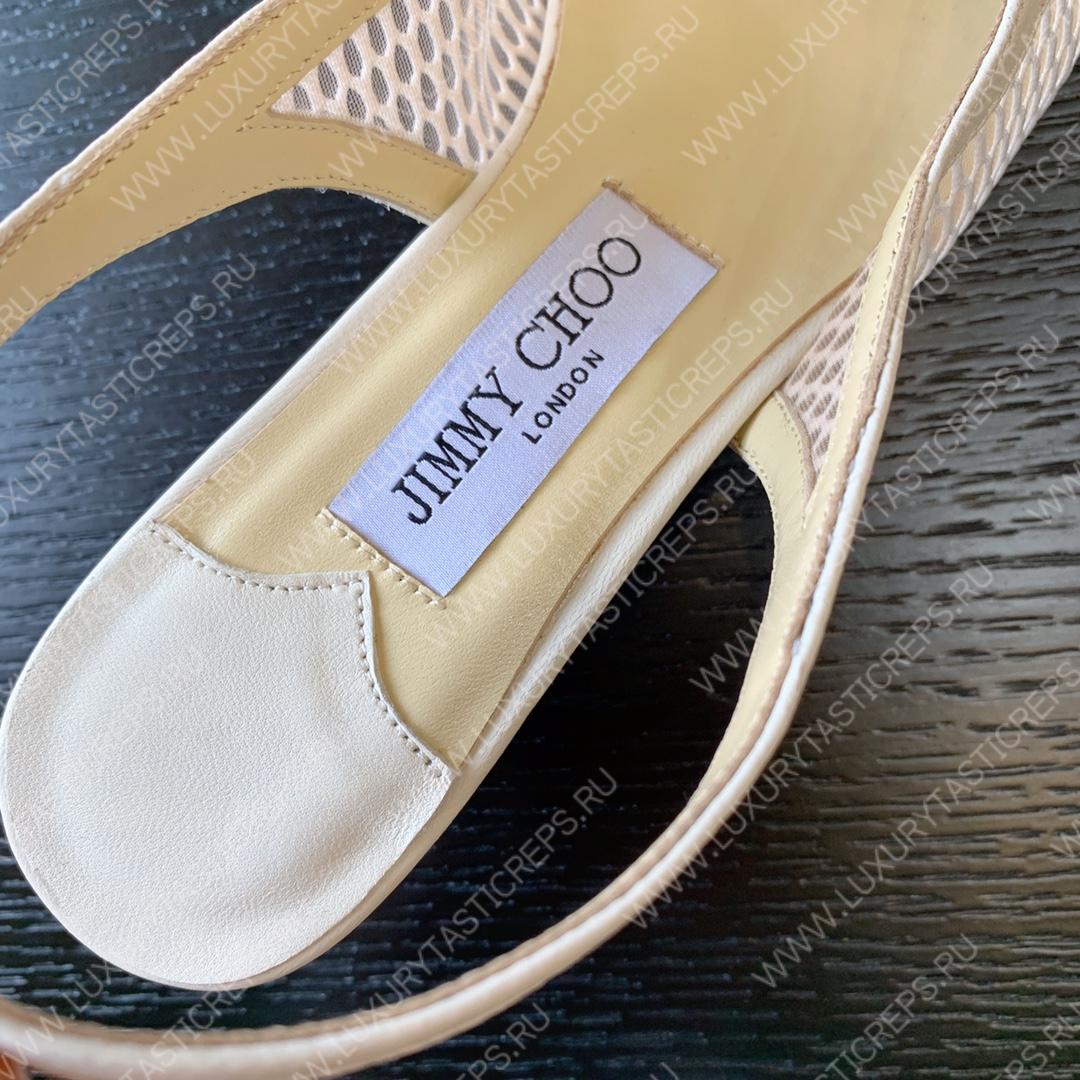 JIMMY CHOO SLINGBACK PUMPS WHITE/LATTE AMITA45NHD