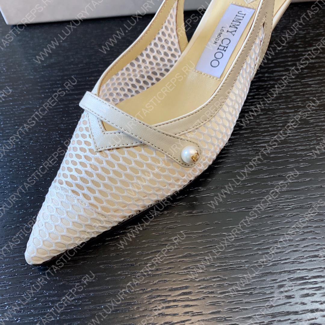 JIMMY CHOO SLINGBACK PUMPS WHITE/LATTE AMITA45NHD