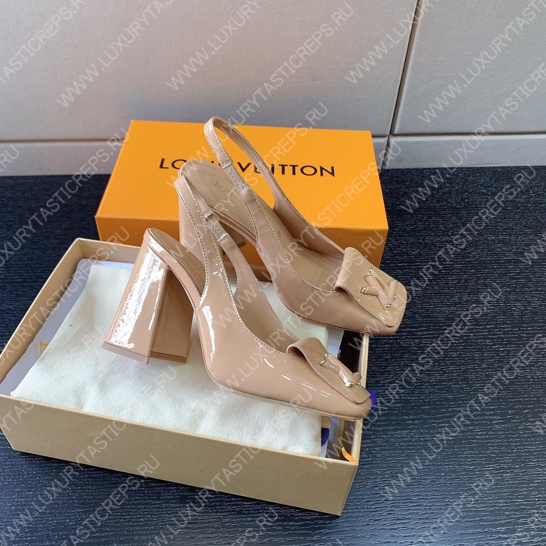 L**is vitton madeleine slingback pumps leather biege 1a65og