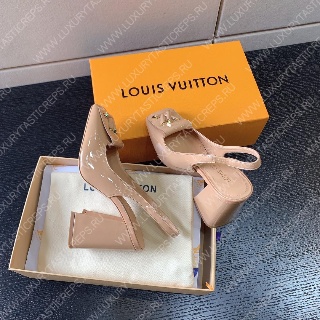 L**is vitton madeleine slingback pumps leather biege 1a65og